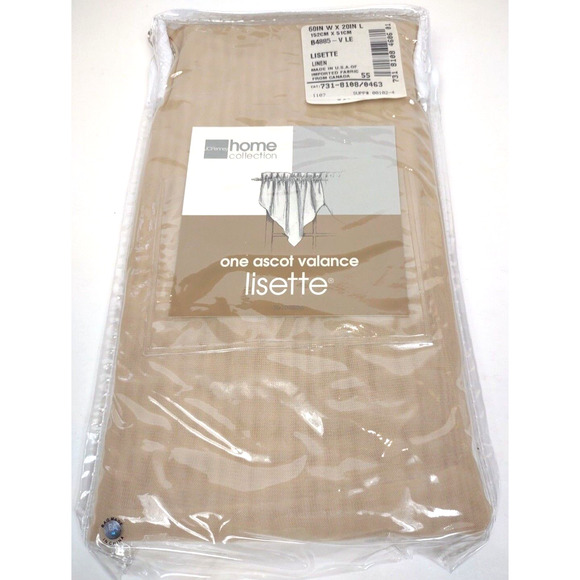 JC Penney Home Collection Lisette Ascot Valance 60" x 20" Brown Linen - NEW - Picture 5 of 5